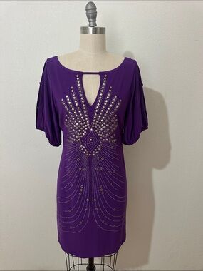Bisou Bisou Purple Studded Keyhole Shift Dress